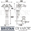 Bristan Colonial Bidet Mixer Pop-Up Waste Gold Dimensions